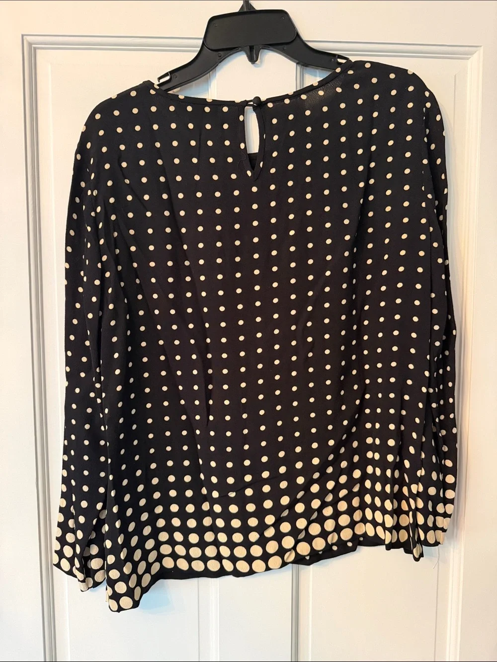 J. Crew Black Blouse with Cream Polka Dots
